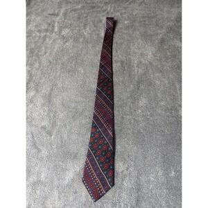 Vintage Christian Dior Mens Silk Tie Red Blue Green Geometric,Woven in Italy